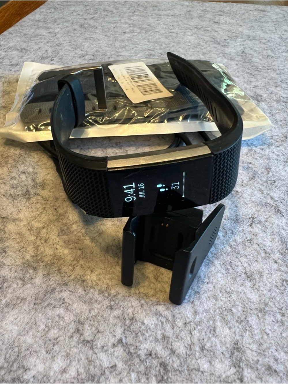 fitbit Black Fitness Tracker with Black Band and Charger